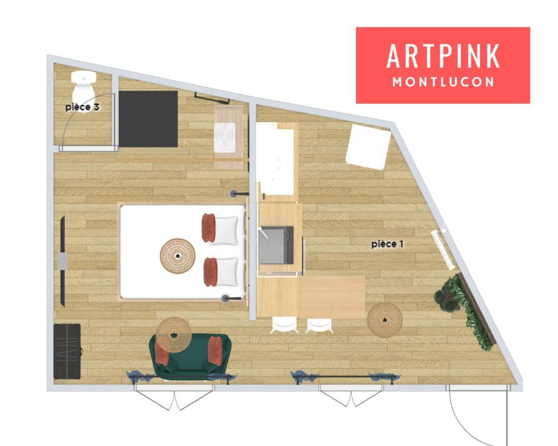 Artpink - Ideal Pros - Proche Commerces - Agathor Montlucon Ngoại thất bức ảnh